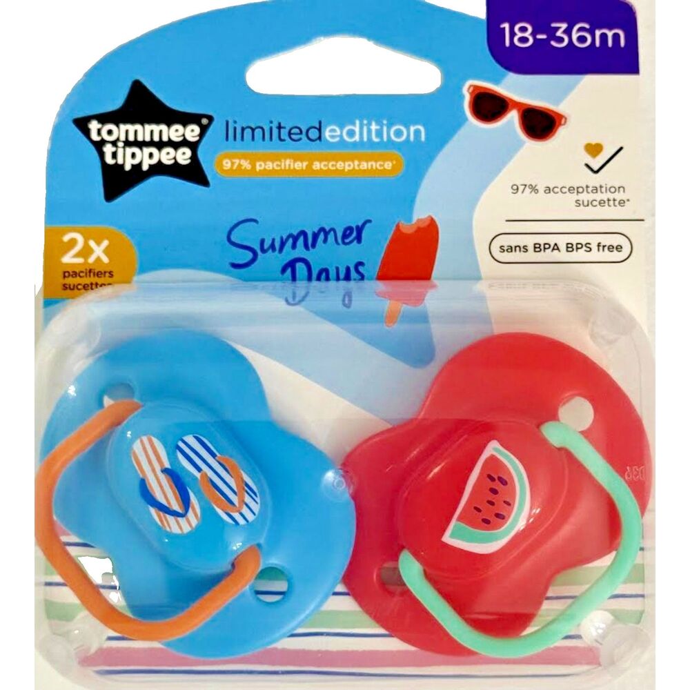 NWT Tommee Tippee 2 Pack Summer Days Pacifier 18-36 M Watermelon BPA Free